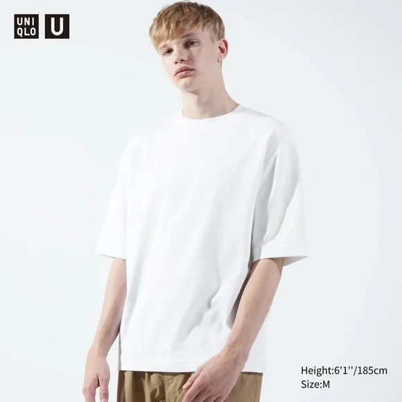 U AIRism Cotton Oversized Crew Neck Half-Sleeve T-Shirt